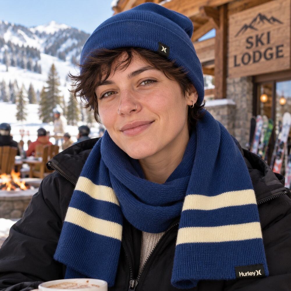 Hurley Hat and Scarf NWOT Royal Blue Surfer Skater snow winter fall ski sports